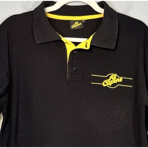 Al Capone Polo Shirt Mens Extra Large Black Nuber18 Cigarillo Short Sleeve - Picture 3 of 9